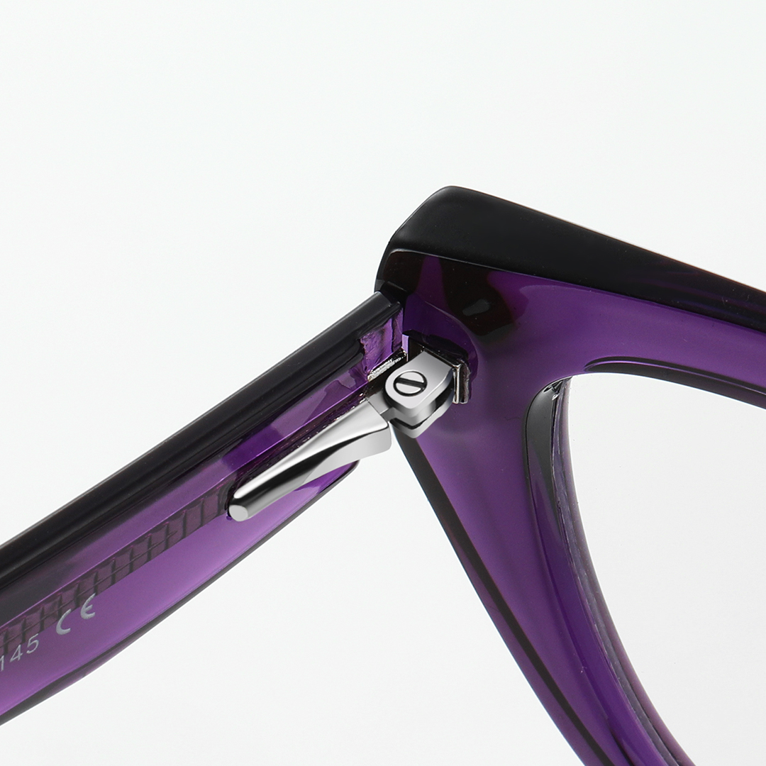 Hinge detail of Cyril cat eye tr90 eyeglasses CR0312405 in purple