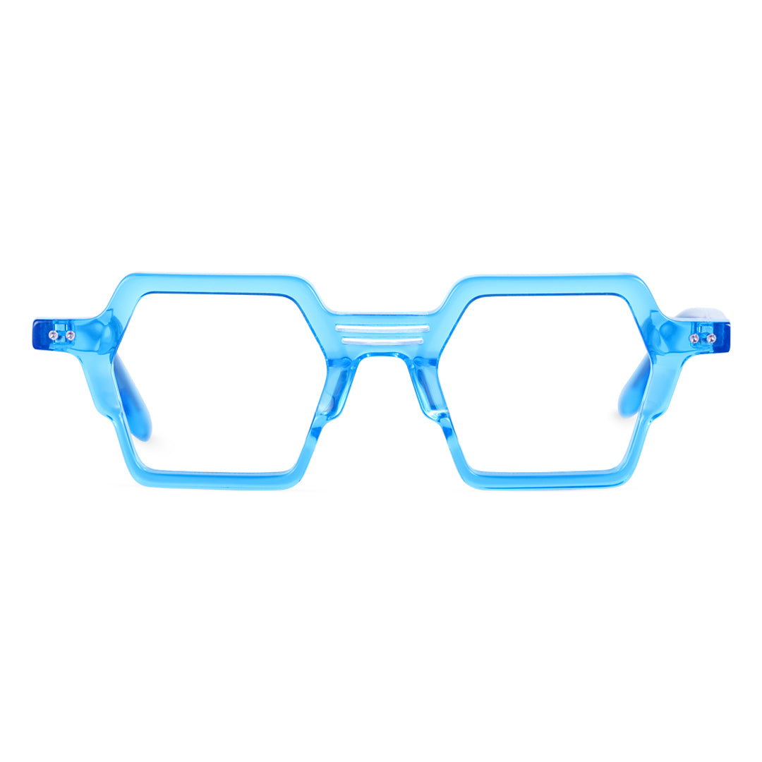 Front view of Dagny geometric acetate eyeglasses GA0132302 in blue
