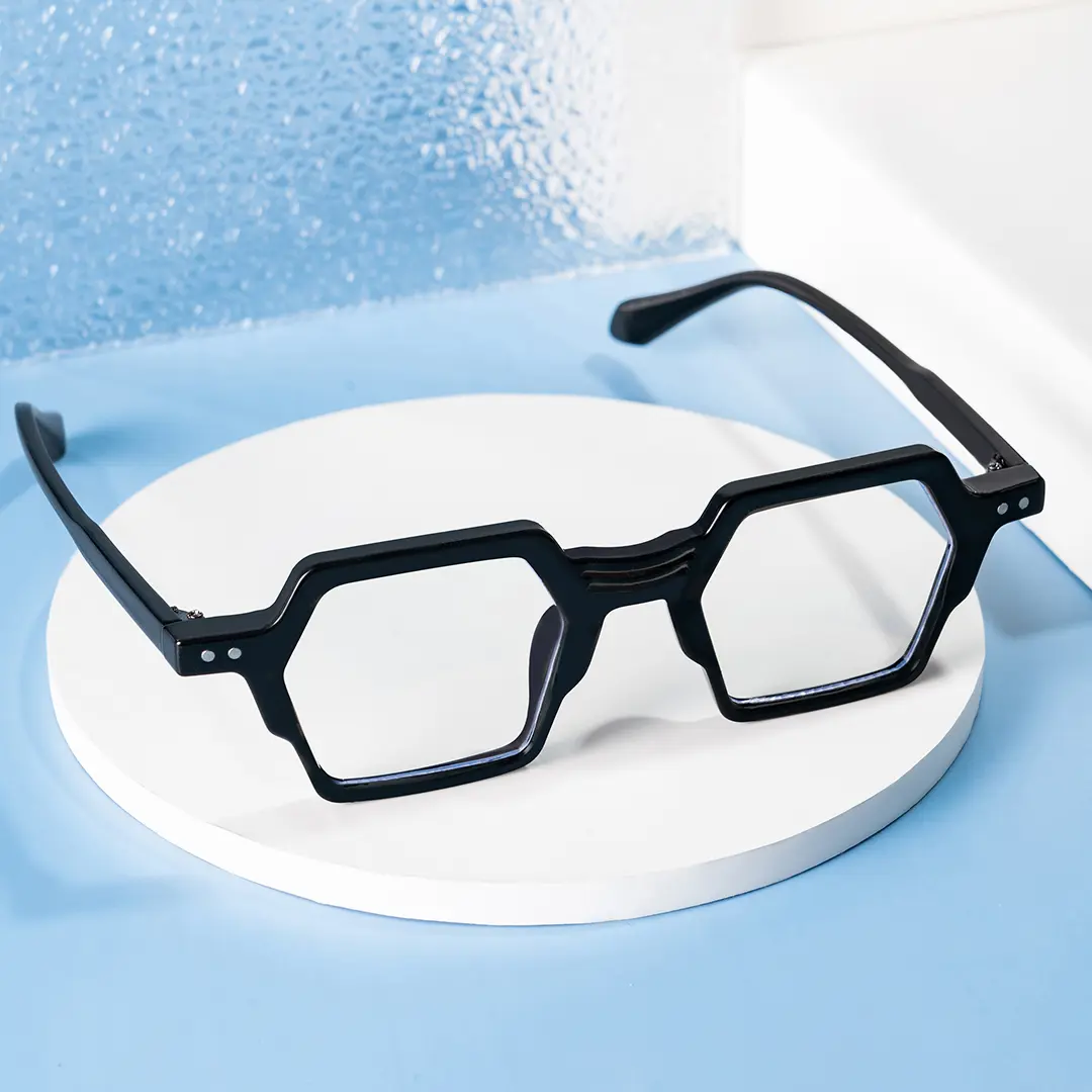 Scene view of Dagny fashion geometric acetate eyeglasses GA0132302 in black