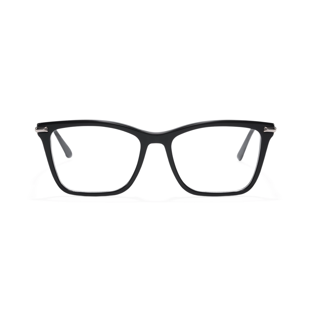 Front view of Dalen rectangle acetate eyeglasses EA0252509 in black