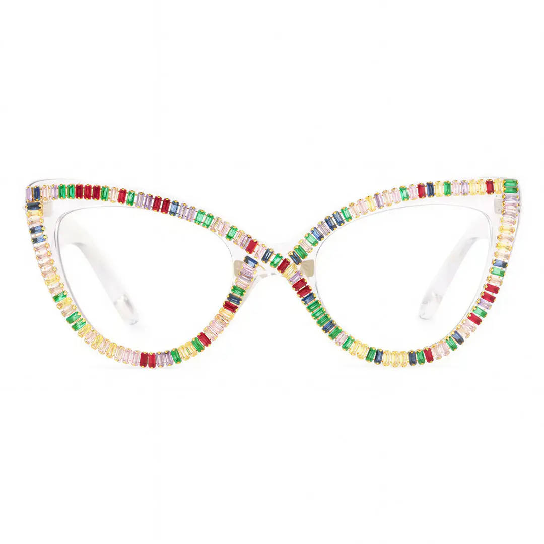 Front view of Dandelion cat eye pc eyeglasses CP0322412 in multicolor