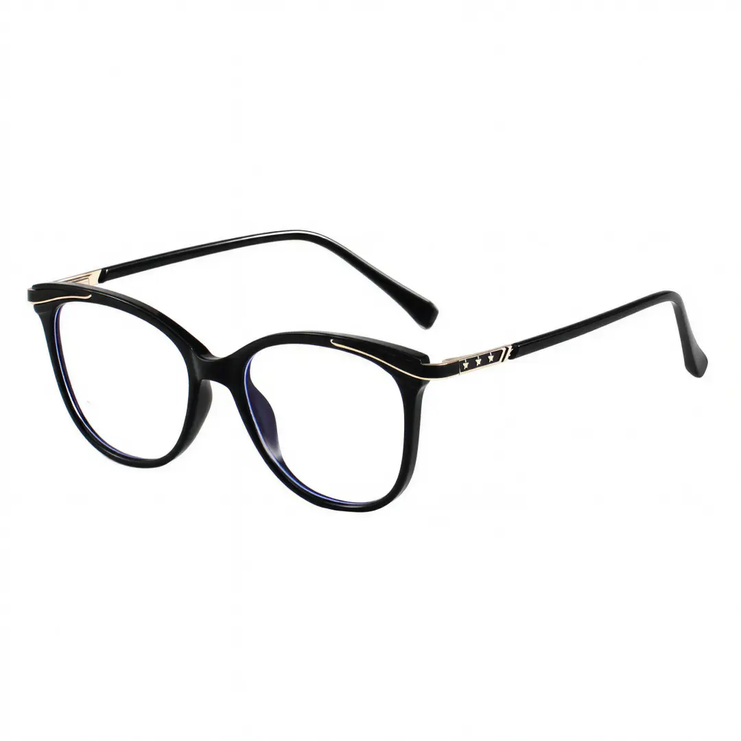 Angle view of Dante cat eye tr90 eyeglasses CR0072408 in black