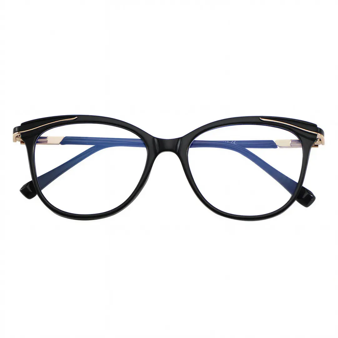 Front folded view of Dante cat eye tr90 eyeglasses CR0072408 in black