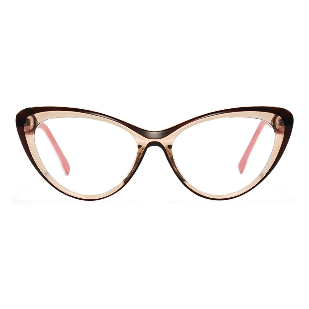 Front view of Daph cat eye tr90 eyeglasses CR0102502 in brown