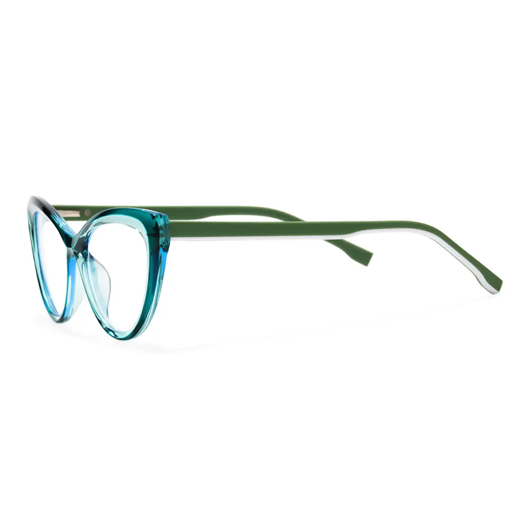 Side view of Daph cat eye tr90 eyeglasses CR0102502 in green
