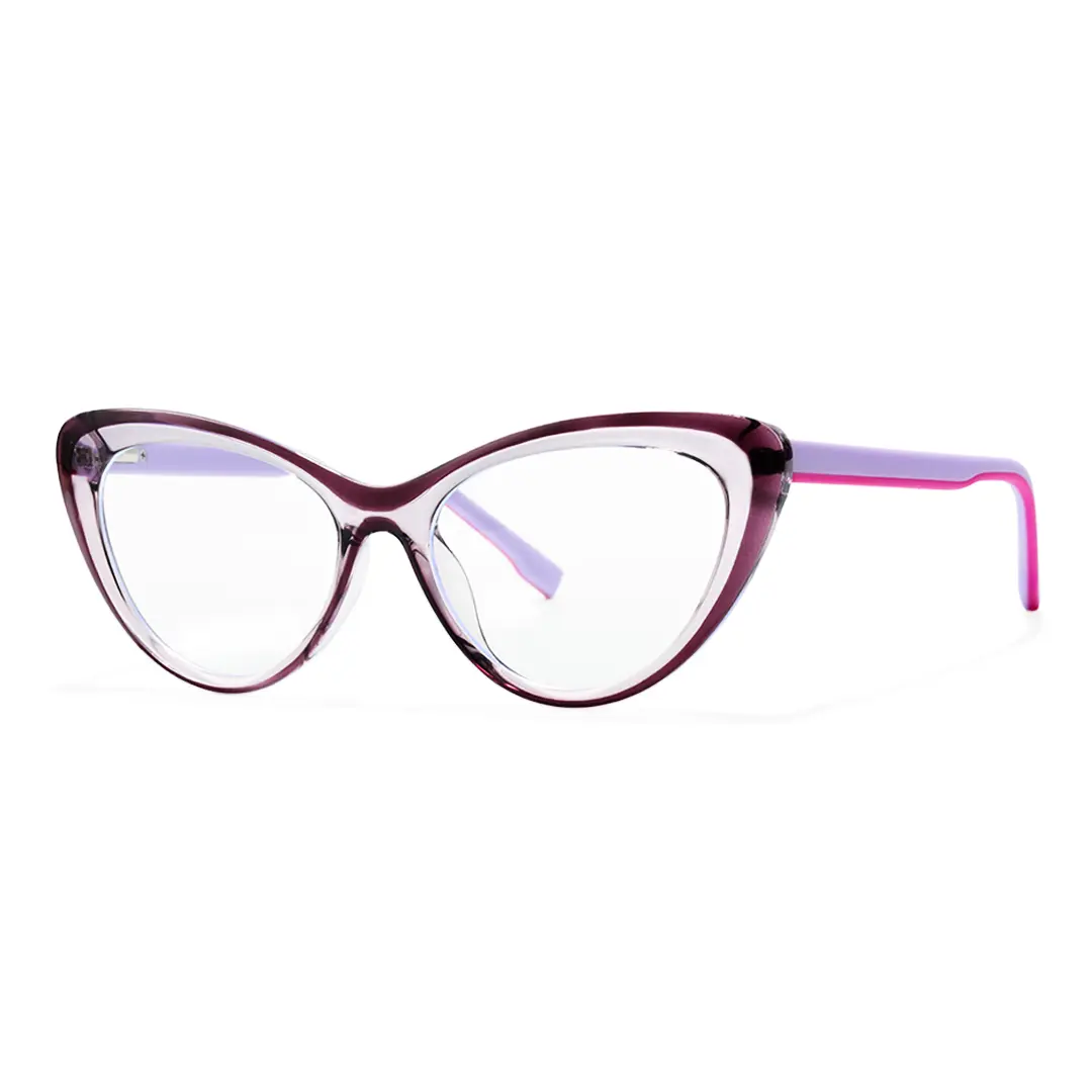 Angle view of Daph cat eye tr90 eyeglasses CR0102502 in purple