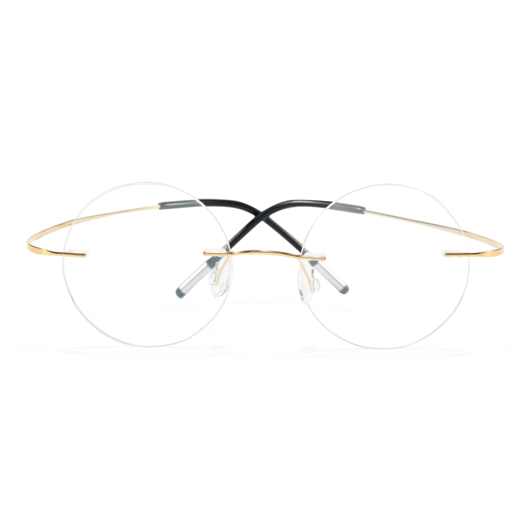 Front view of Darcy round titanium eyeglasses RT0012506 in gold