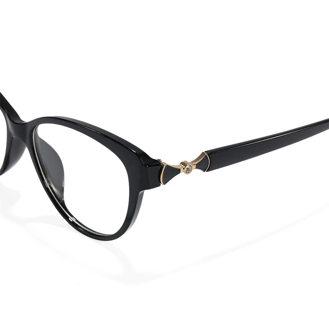 End piece detail of Delyth cat-eye tr90 eyeglasses CR0302509 in black