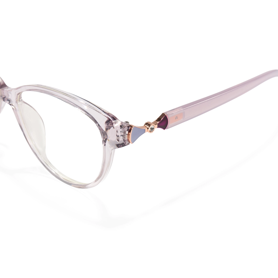 End piece detail of Delyth cat-eye tr90 eyeglasses CR0302509 in purple