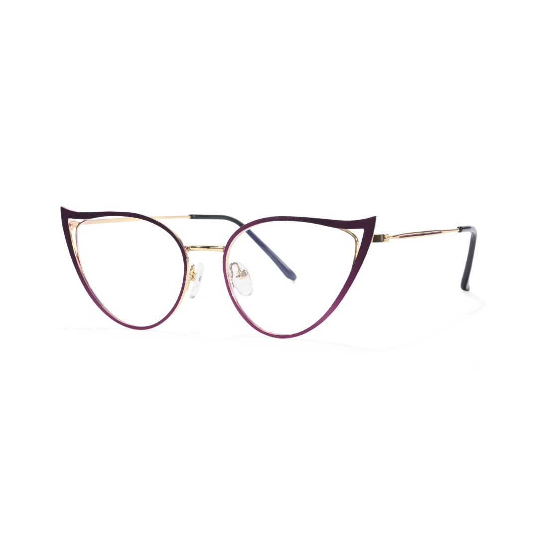 Angle view of Dinah cat eye metal eyeglasses CM0342504 in purple