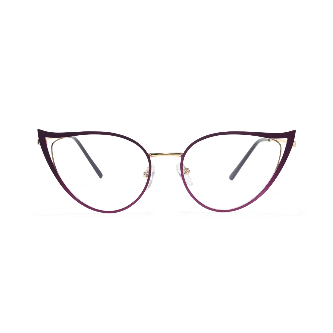 Front view of Dinah cat eye metal eyeglasses CM0342504 in purple