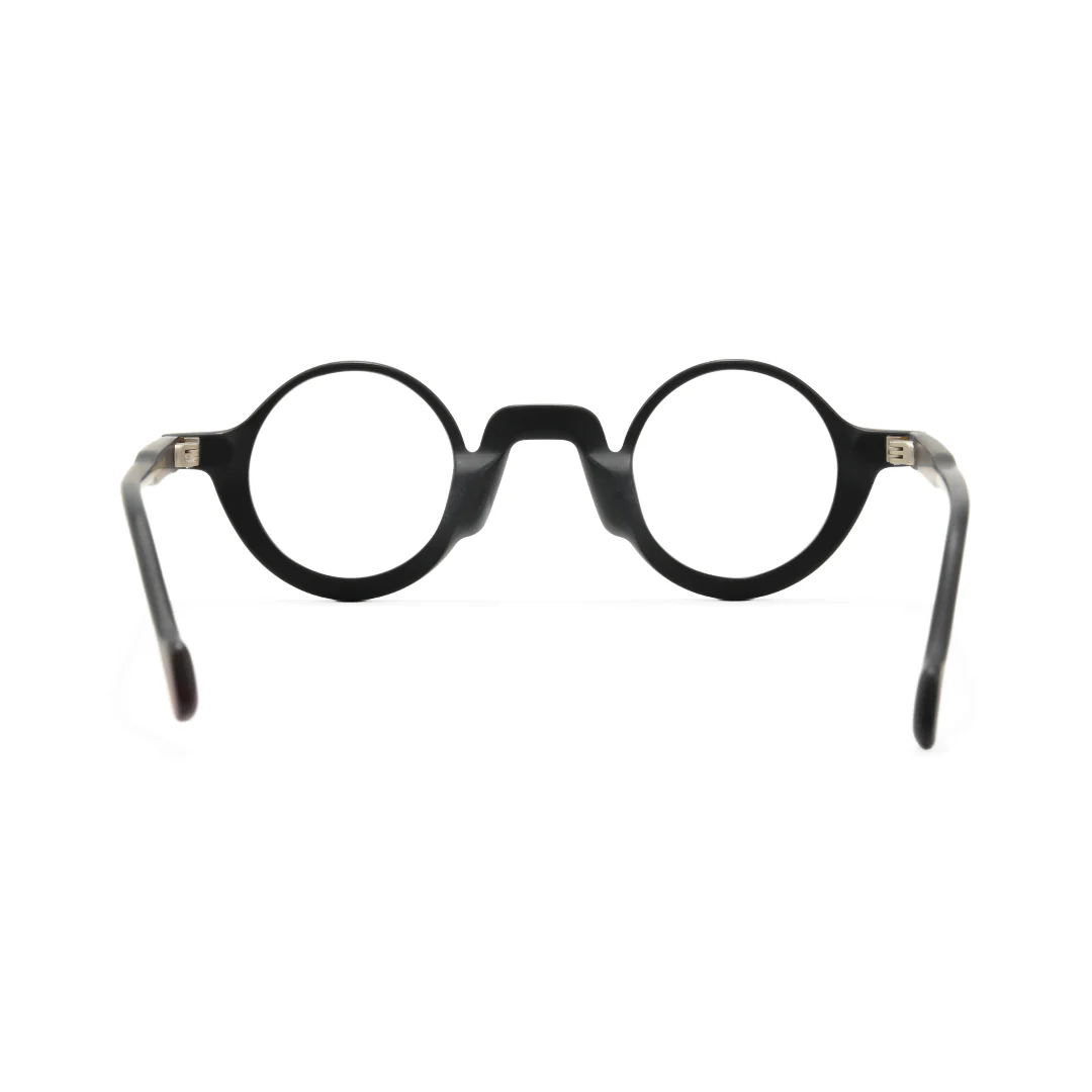 Back view of Dola round acetate eyeglasses RA0322504 in black