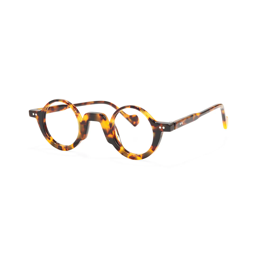 Angle view of Dola round acetate eyeglasses RA0322504 in tortoise