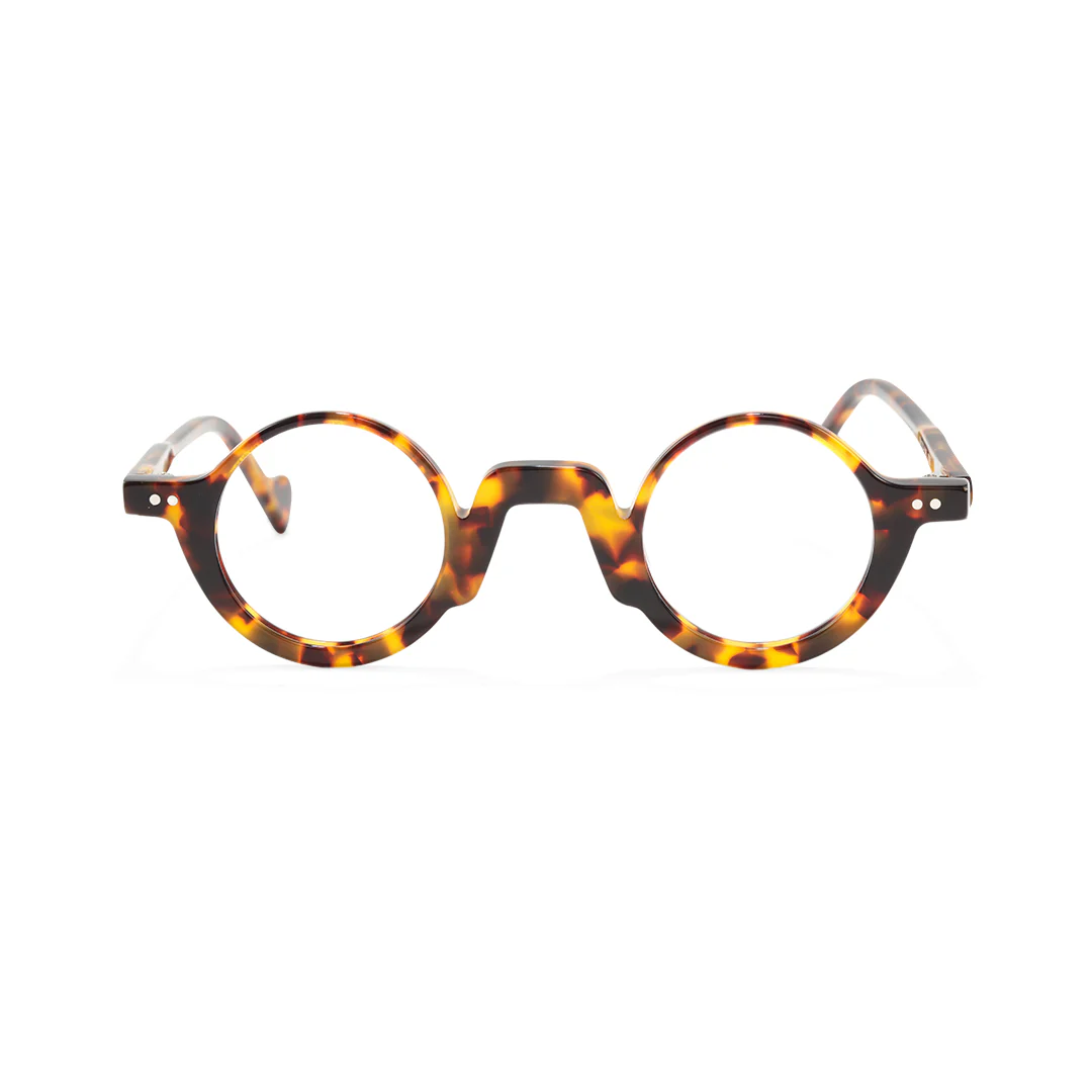 Front view of Dola round acetate eyeglasses RA0322504 in tortoise