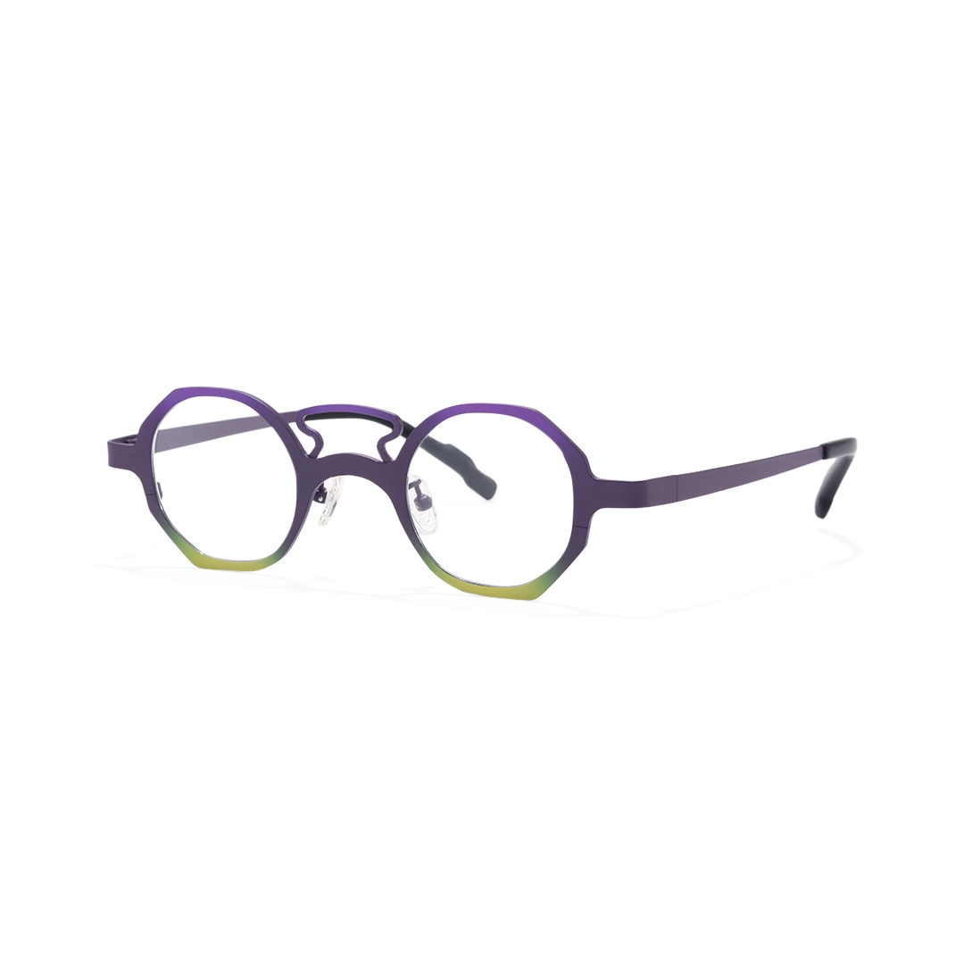 Angle view of Dolores geometric titanium  eyeglasses GT0062407 in light purple