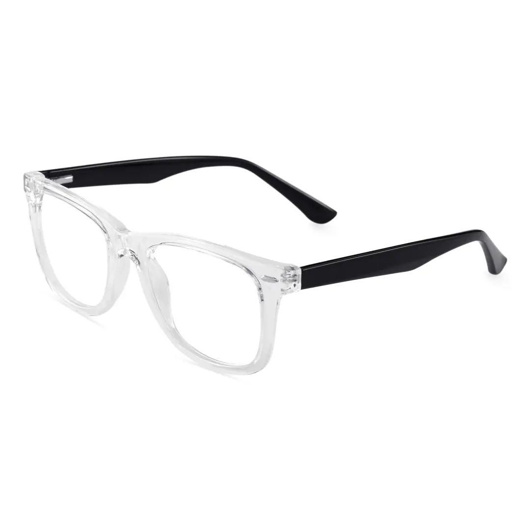 Angle view of Earl square tr90 eyeglasses SP0112409 in clear