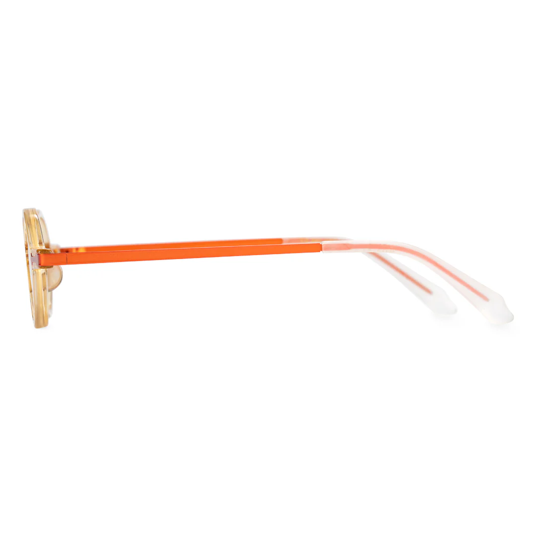 Side view of Edie round acetate eyeglasses RA0022301 in beige