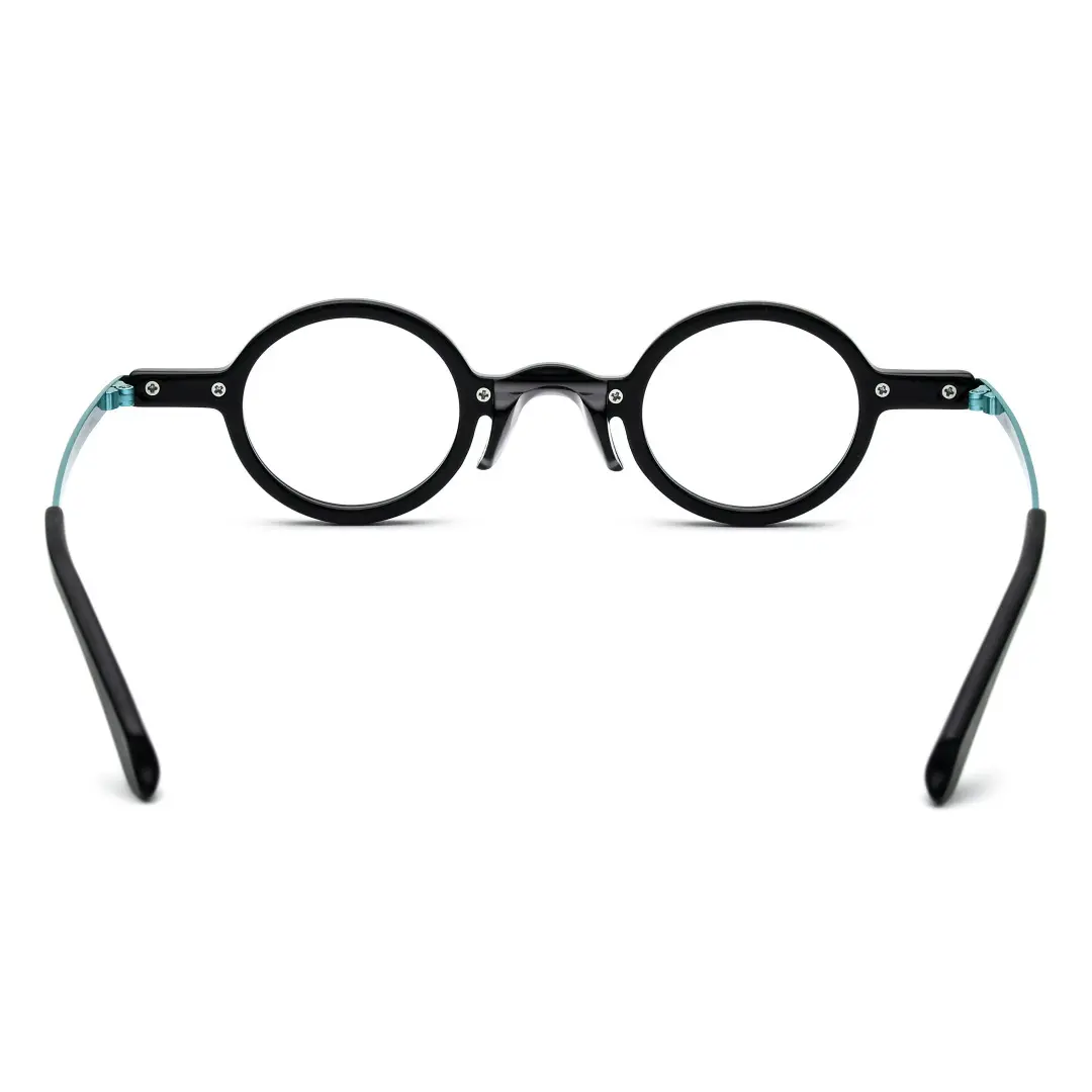 Back view of Edie round acetate eyeglasses RA0022301 in black