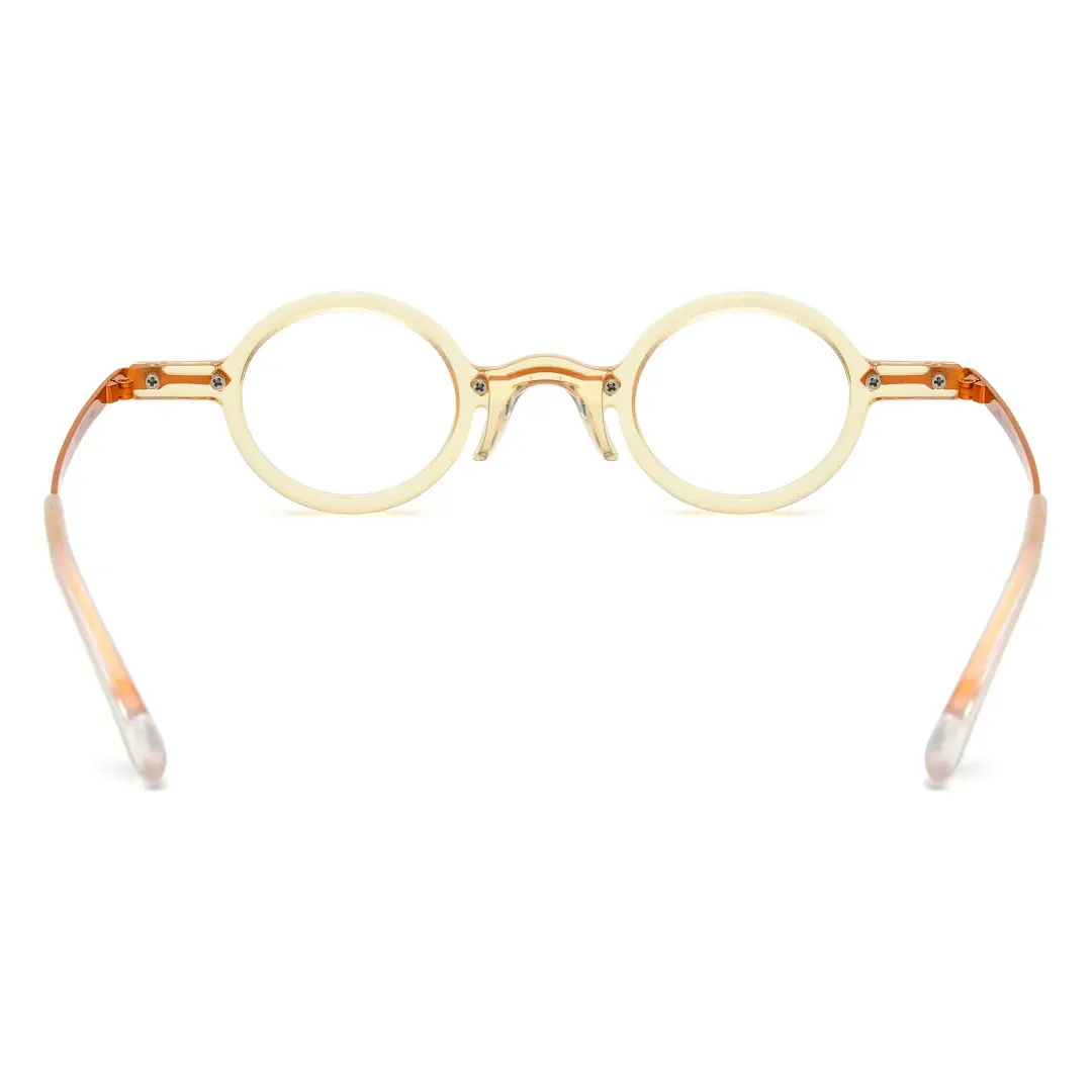 Back view of Edie round acetate eyeglasses RA0022301 in white