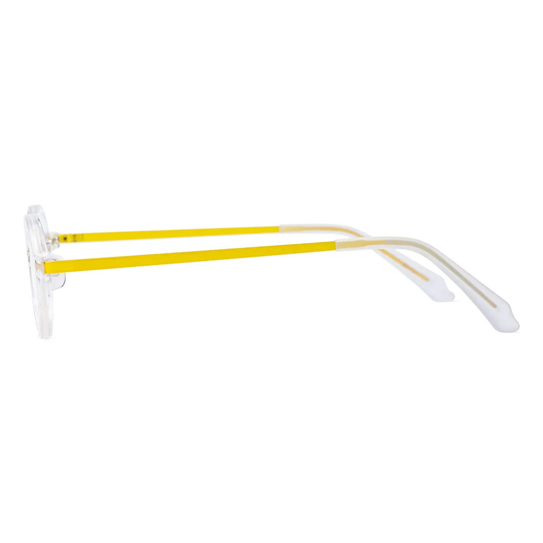 Side view of Edie round acetate eyeglasses RA0022301 in white