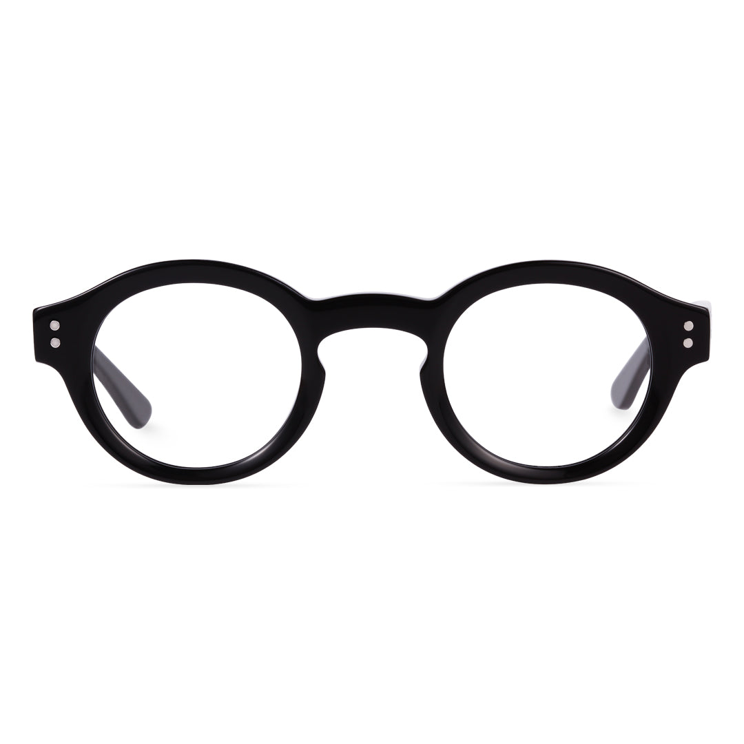 Front view of Efia round acetate eyeglasses RA0302504 in black