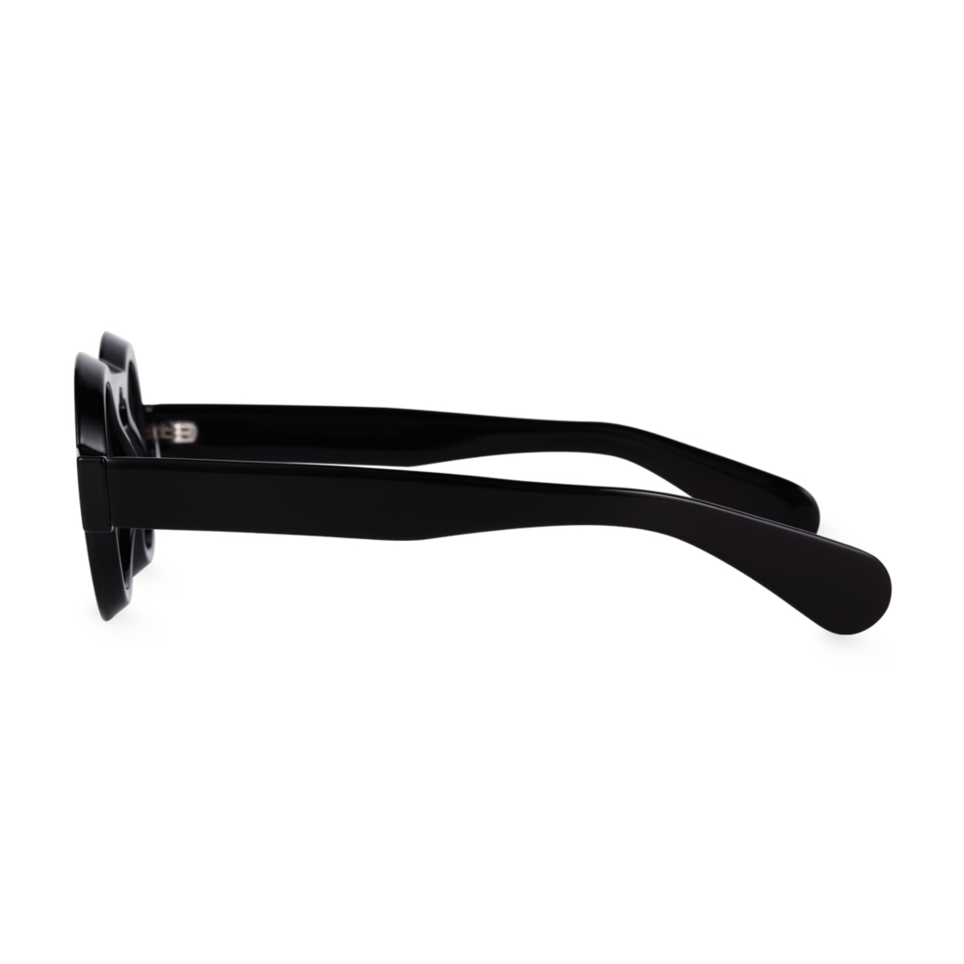 Side view of Elana round acetate eyeglasses RA0312411 in black