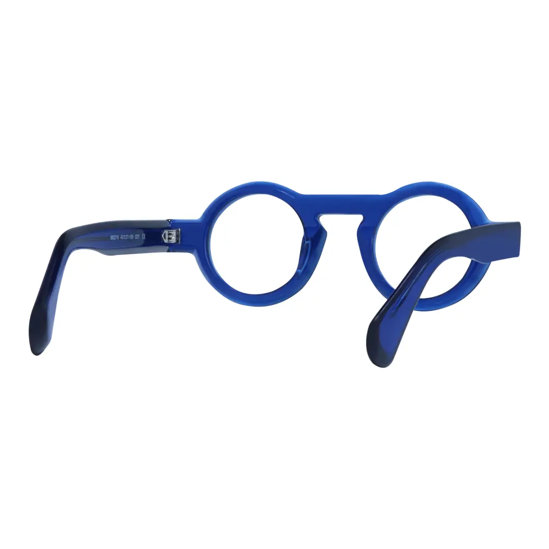 Back view of Elana round acetate eyeglasses RA0312411 in blue