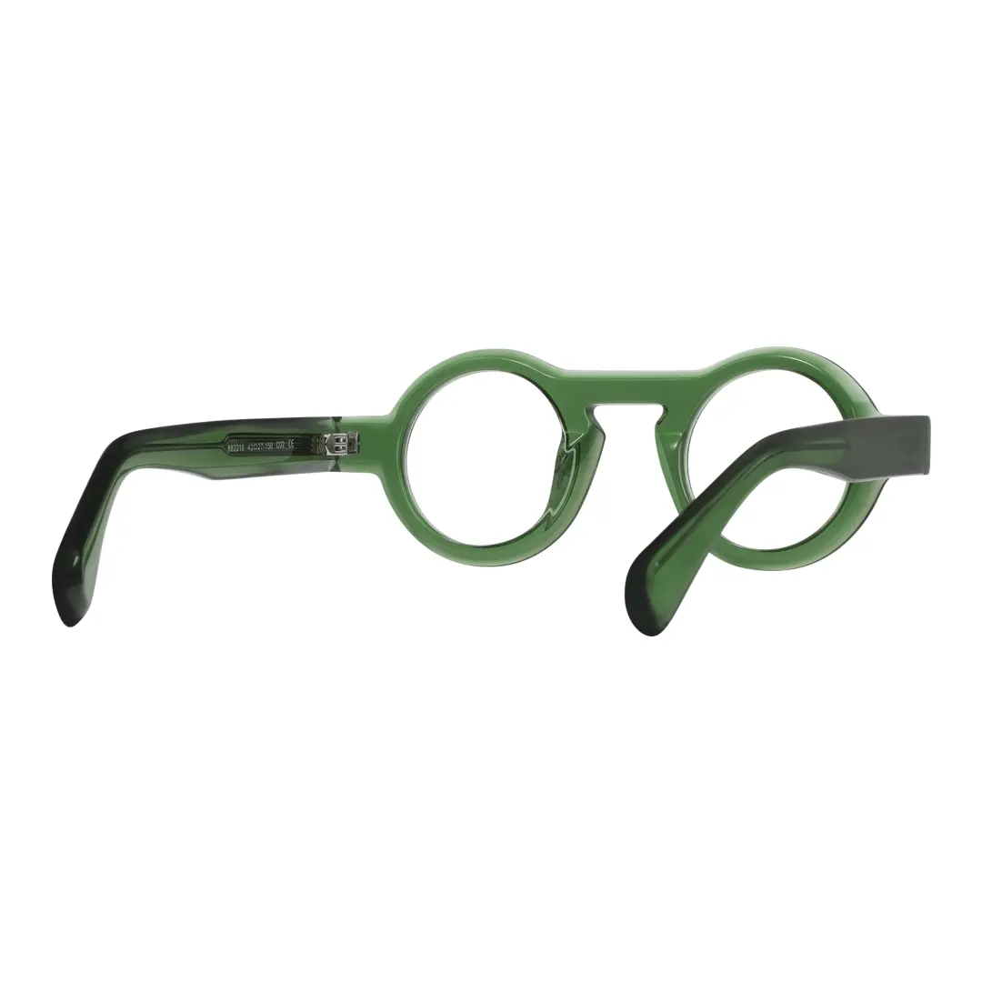 Back view of Elana round acetate eyeglasses RA0312411 in green