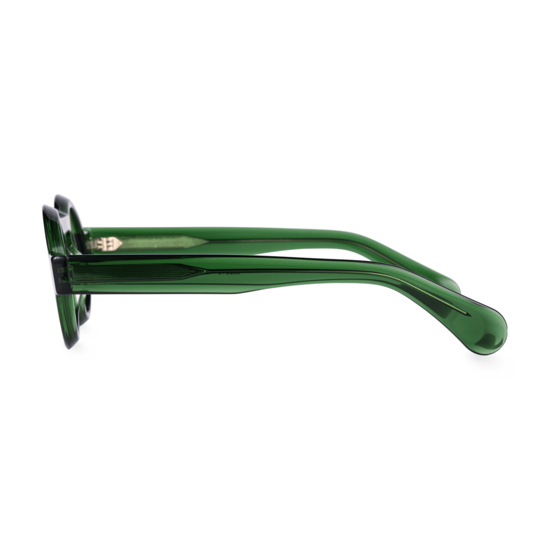 Side view of Elana round acetate eyeglasses RA0312411 in green