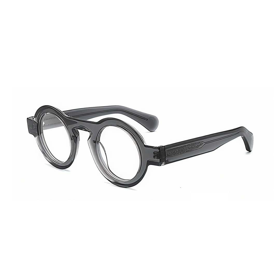 Angle view of Elana round acetate eyeglasses RA0312411 in grey