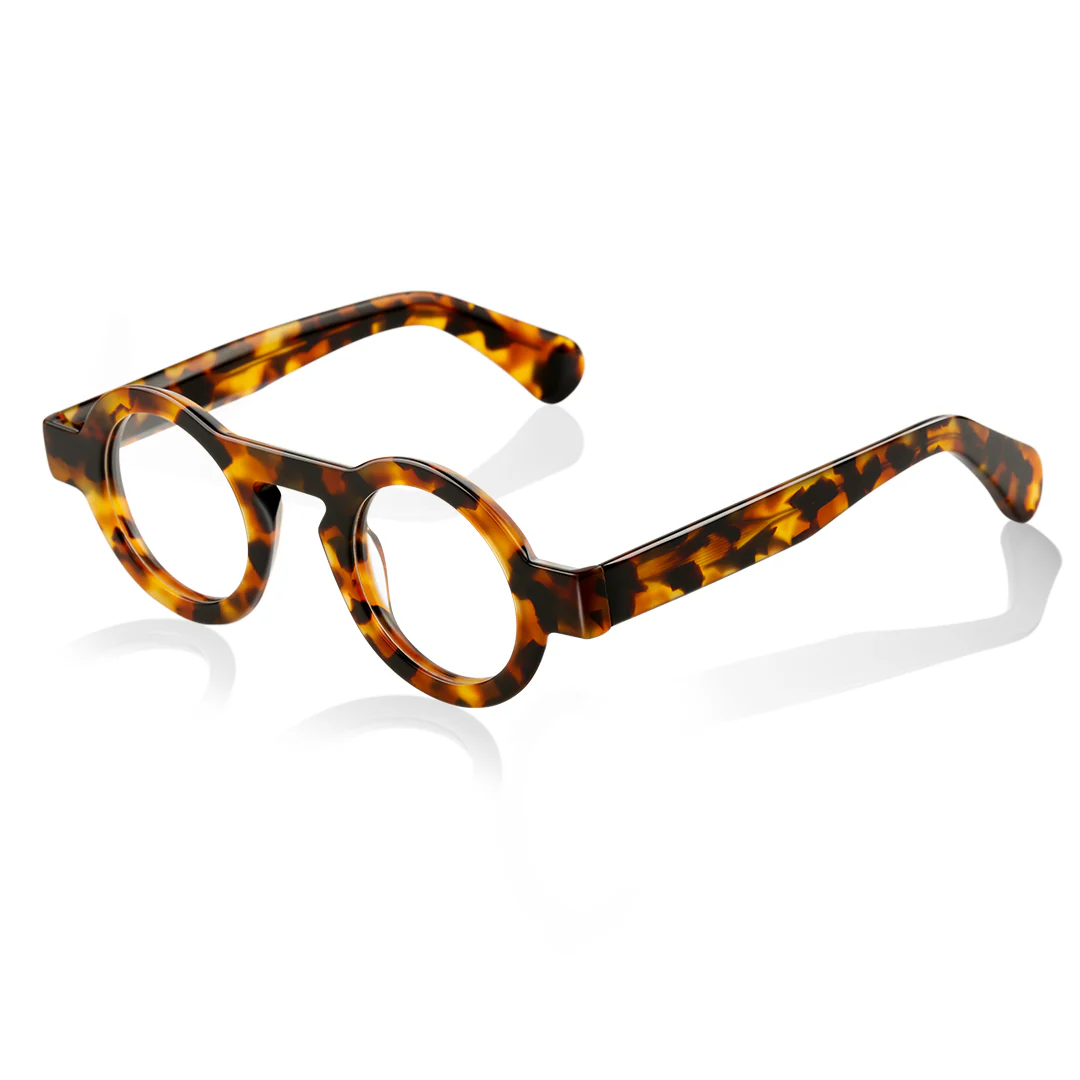 Angle view of Elana round acetate eyeglasses RA0312411 in tortoise