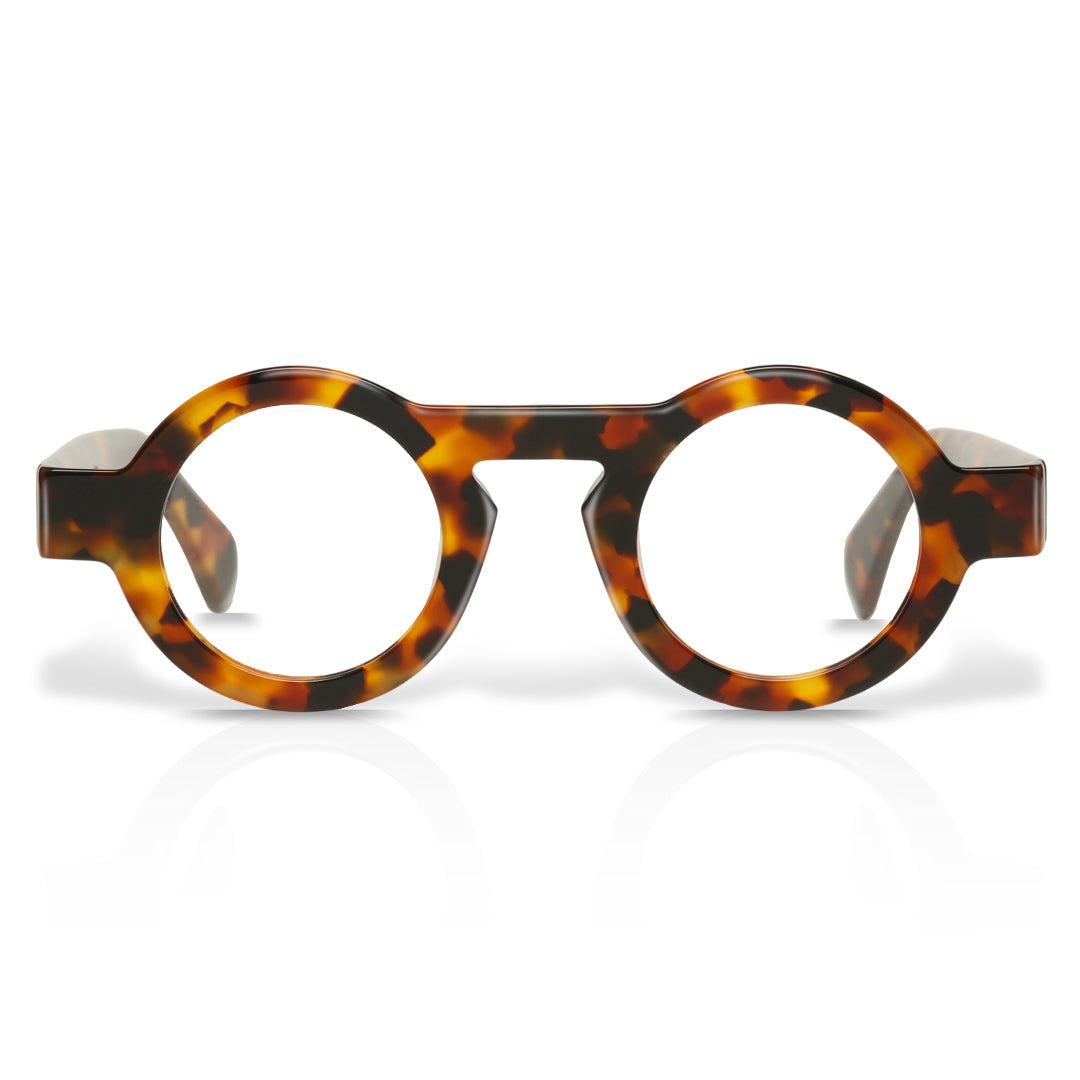 Front view of Elana round acetate eyeglasses RA0312411 in tortoise