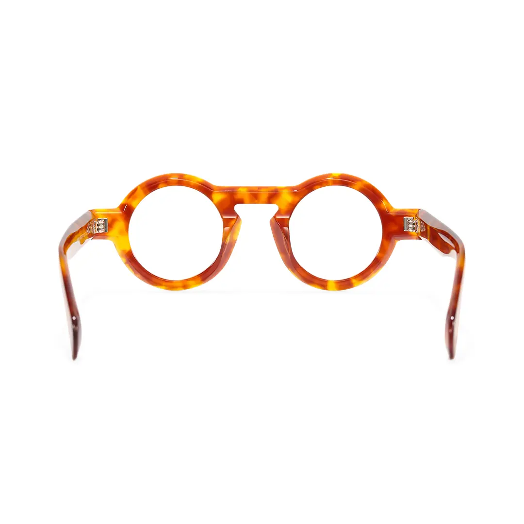 Back view of Elana round acetate eyeglasses RA0312411 in yellow tortoise