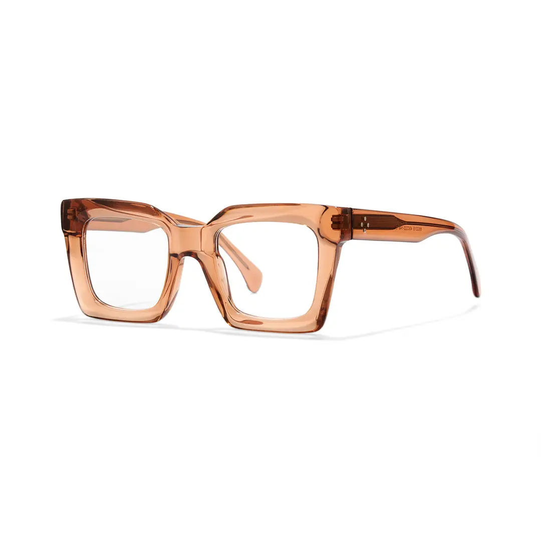 Angle view of Elio square acetate eyeglasses SA0312503 in brown