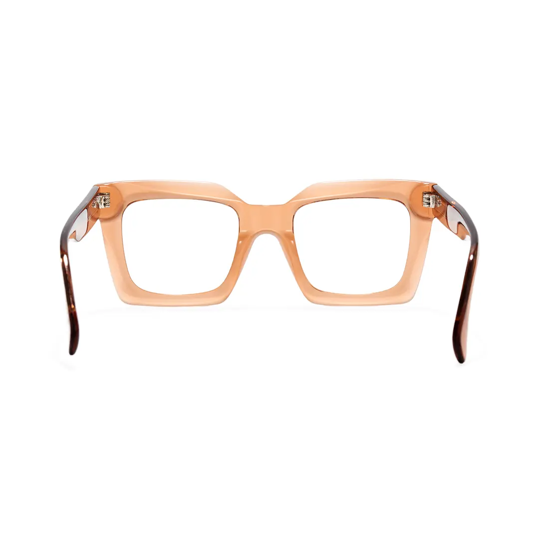 Back view of Elio square acetate eyeglasses SA0312503 in brown