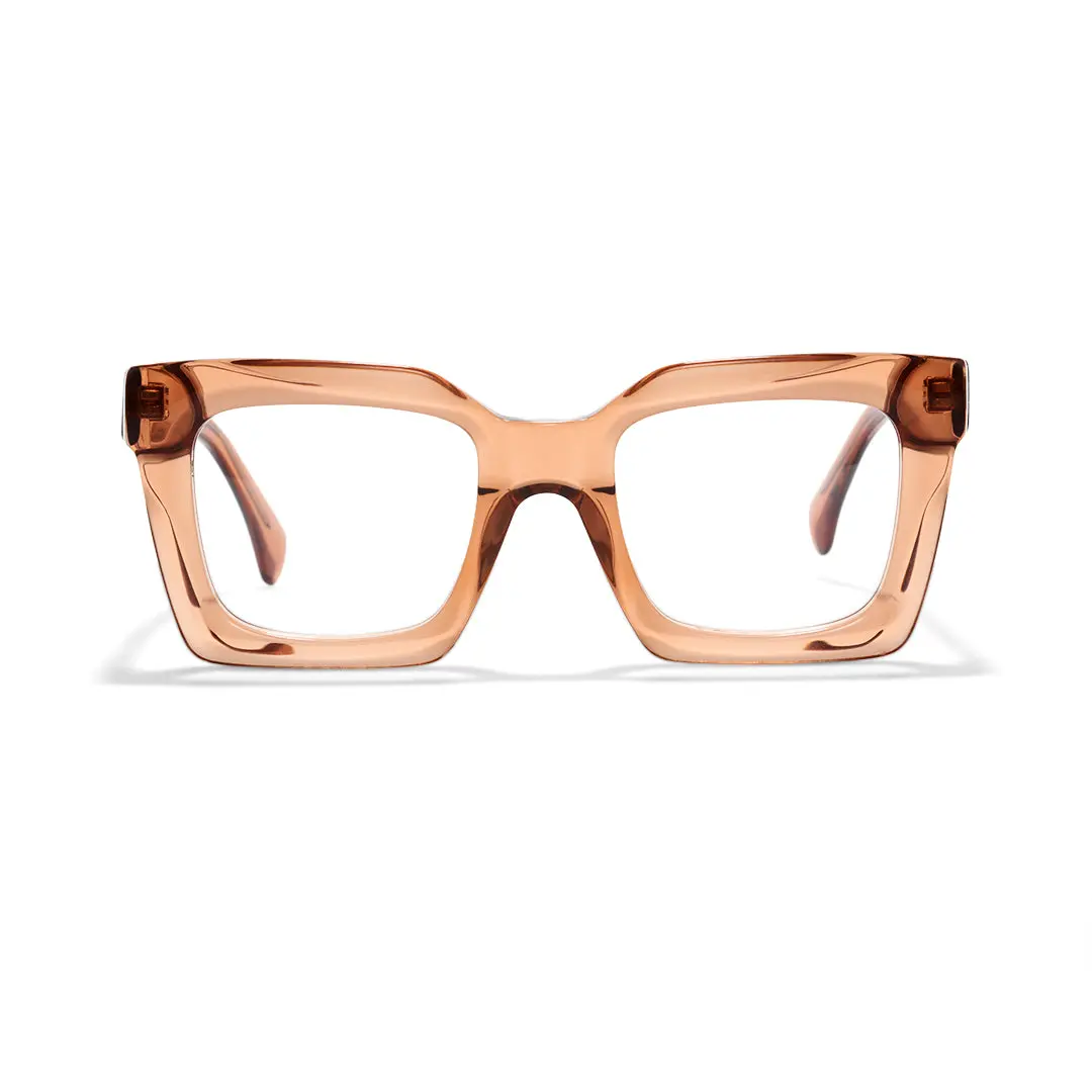 Front view of Elio square acetate eyeglasses SaA0312503 in brown