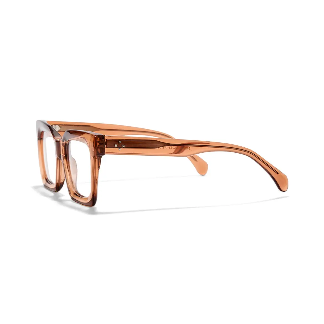 Side view of Elio square acetate eyeglasses SA0312503 in brown