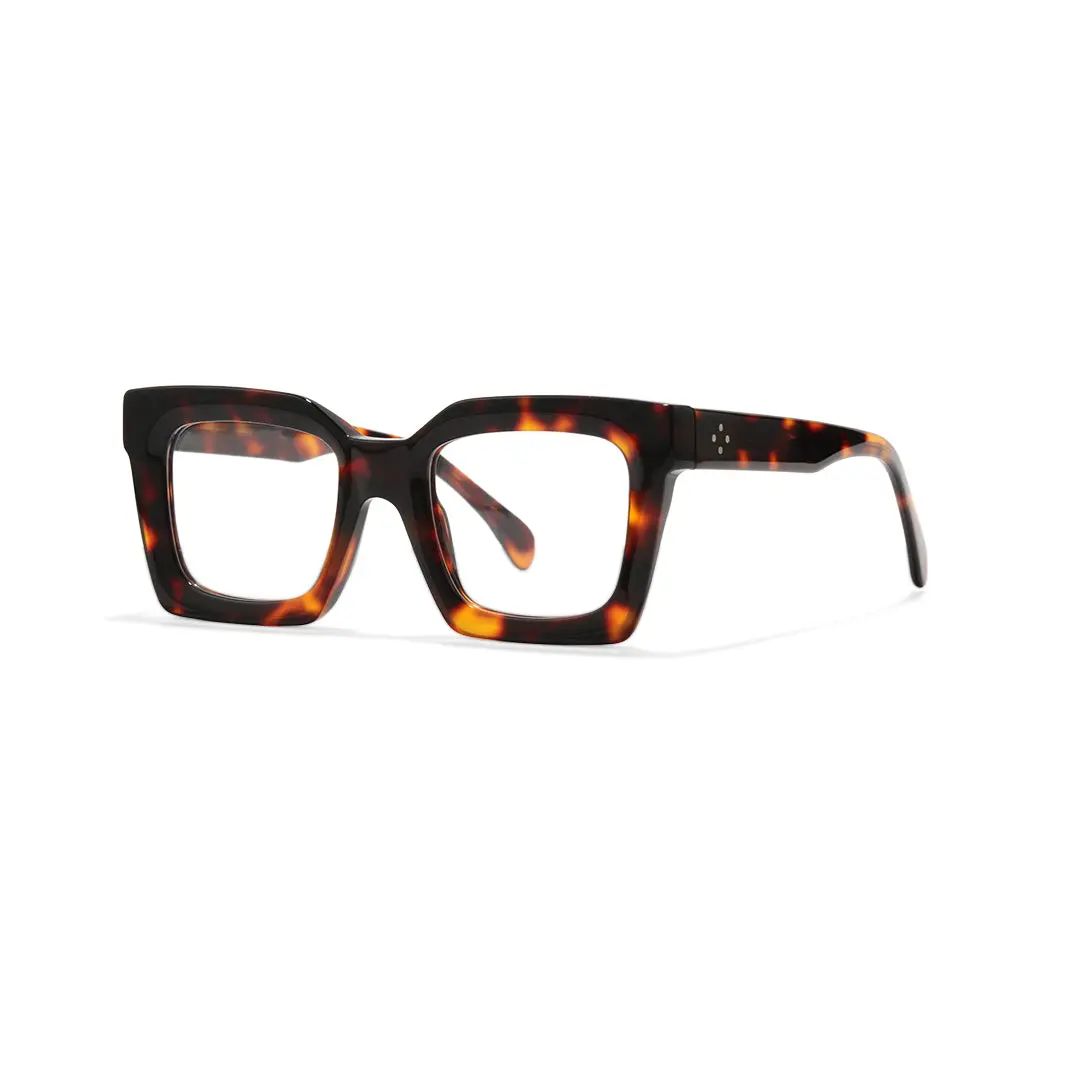 Angle view of Elio square acetate eyeglasses SA0312503 in tortoise