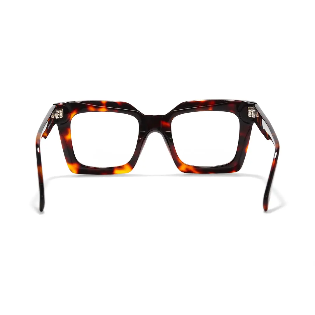 Back view of Elio square acetate eyeglasses SA0312503 in tortoise