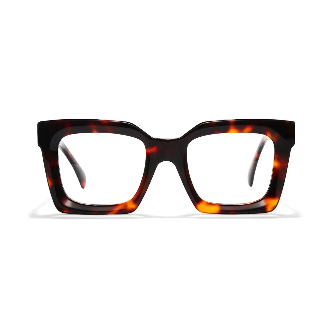 Front view of Elio square acetate eyeglasses SA0312503 in tortoise
