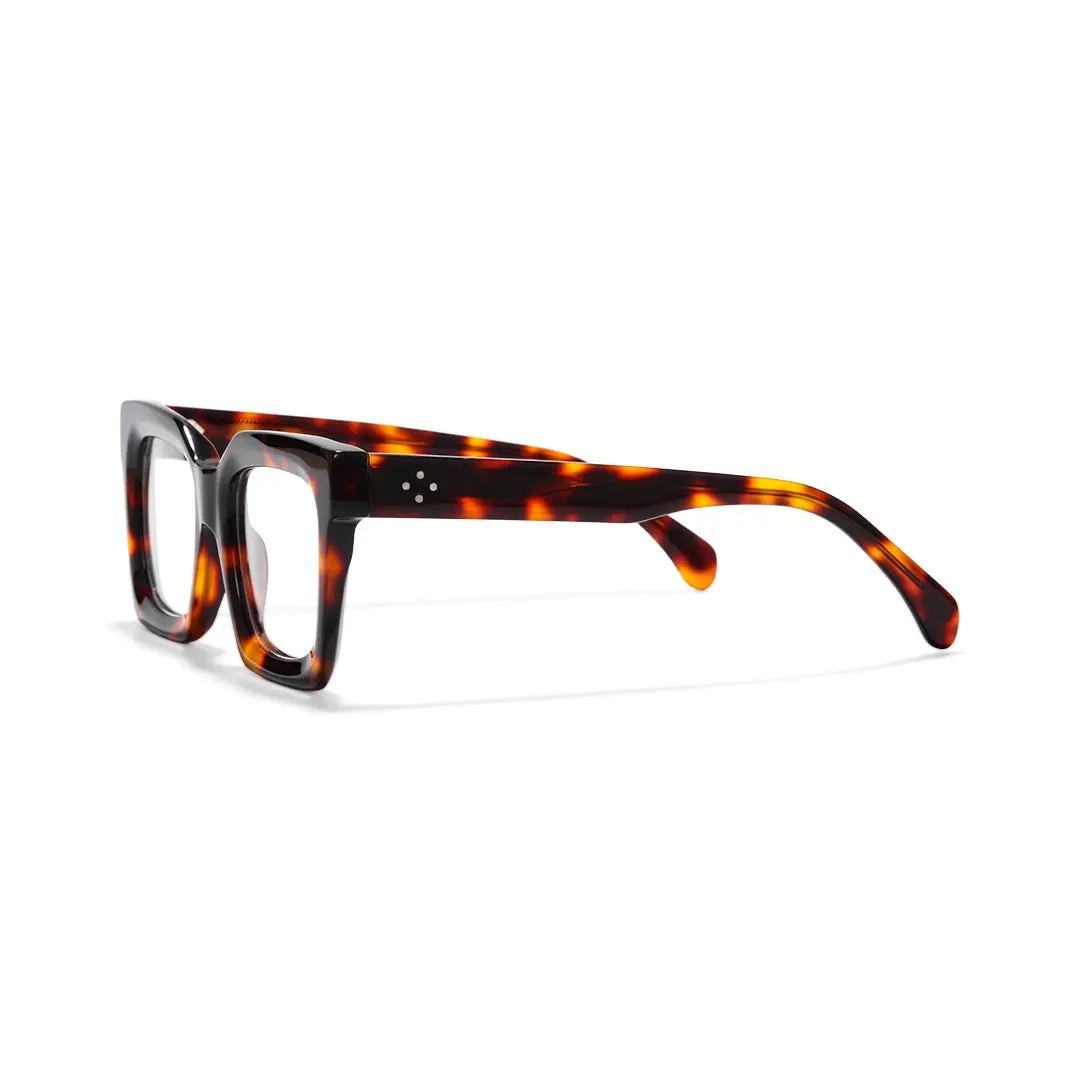 Side view of Elio square acetate eyeglasses SA0312503 in tortoise