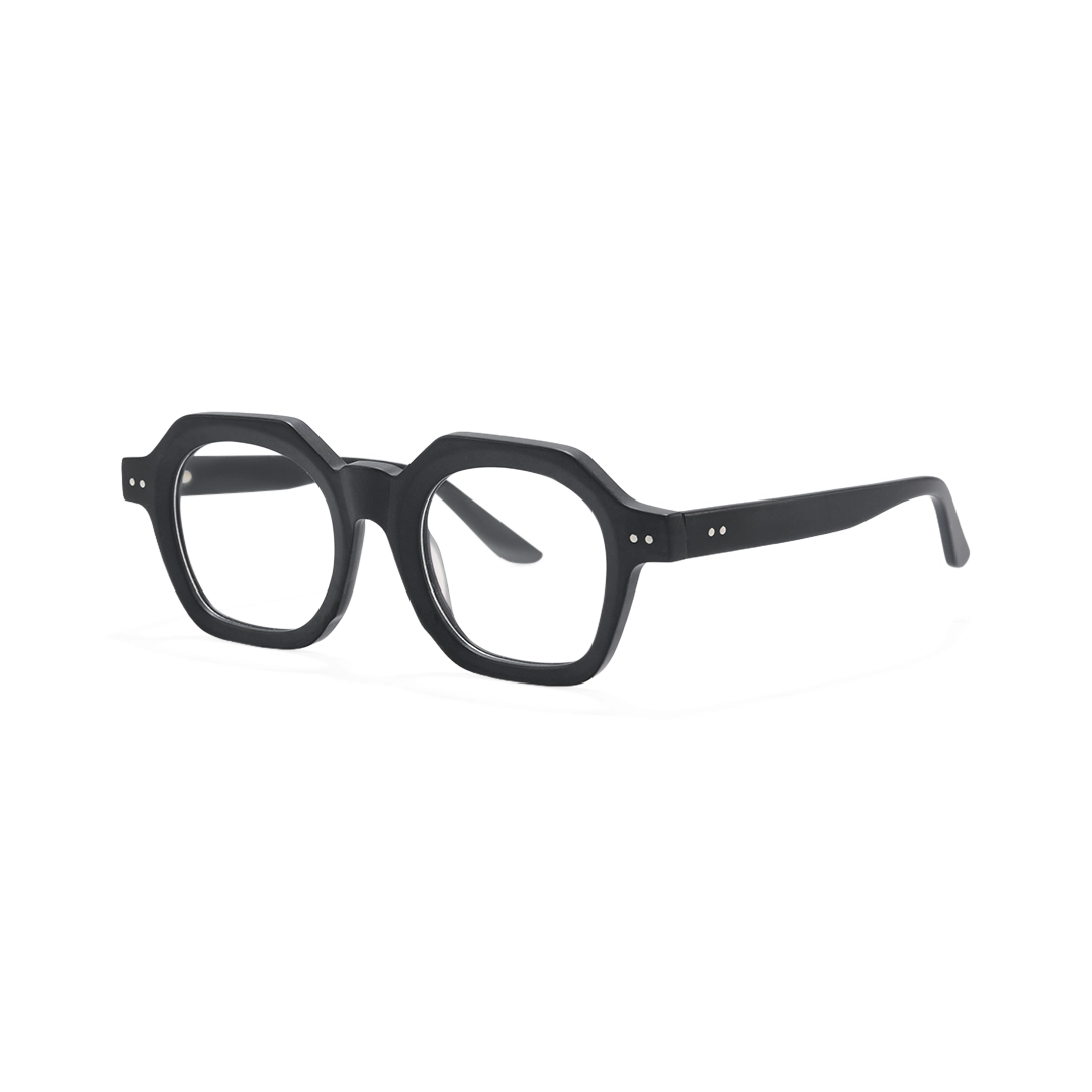 Angle view of Elita square acetate eyeglasses SA0812302 in black