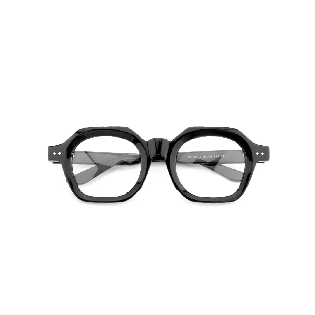 Front folded view of Elita square acetate eyeglasses SA0812302 in black