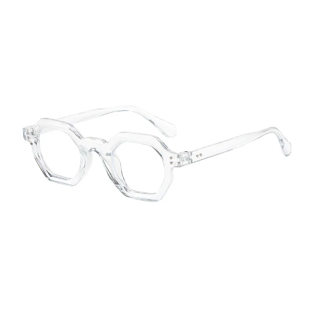 Angle view of Elita square acetate eyeglasses SA0812302 in clear