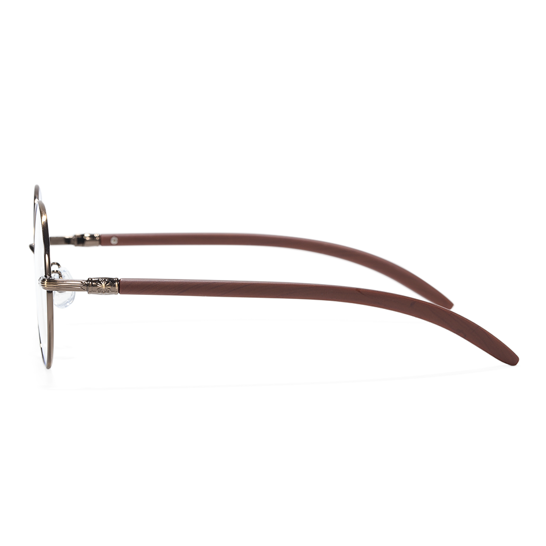 Side view of ELKLOOK round metal eyeglasses FS-RM0302407 in bronze