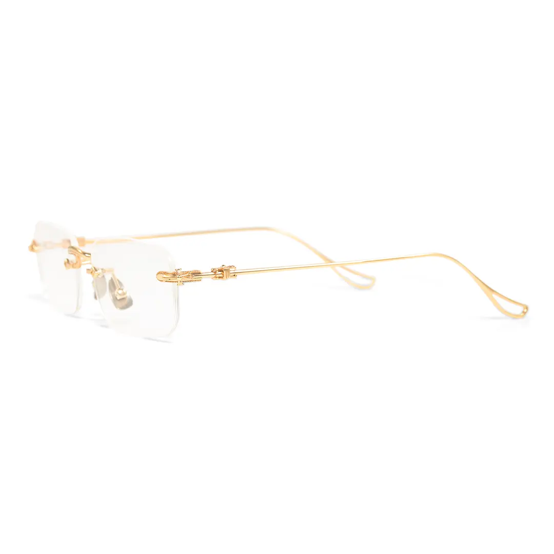 Angle view of ELKLOOK rectangle metal eyeglasses FS-EM0352412 in gold