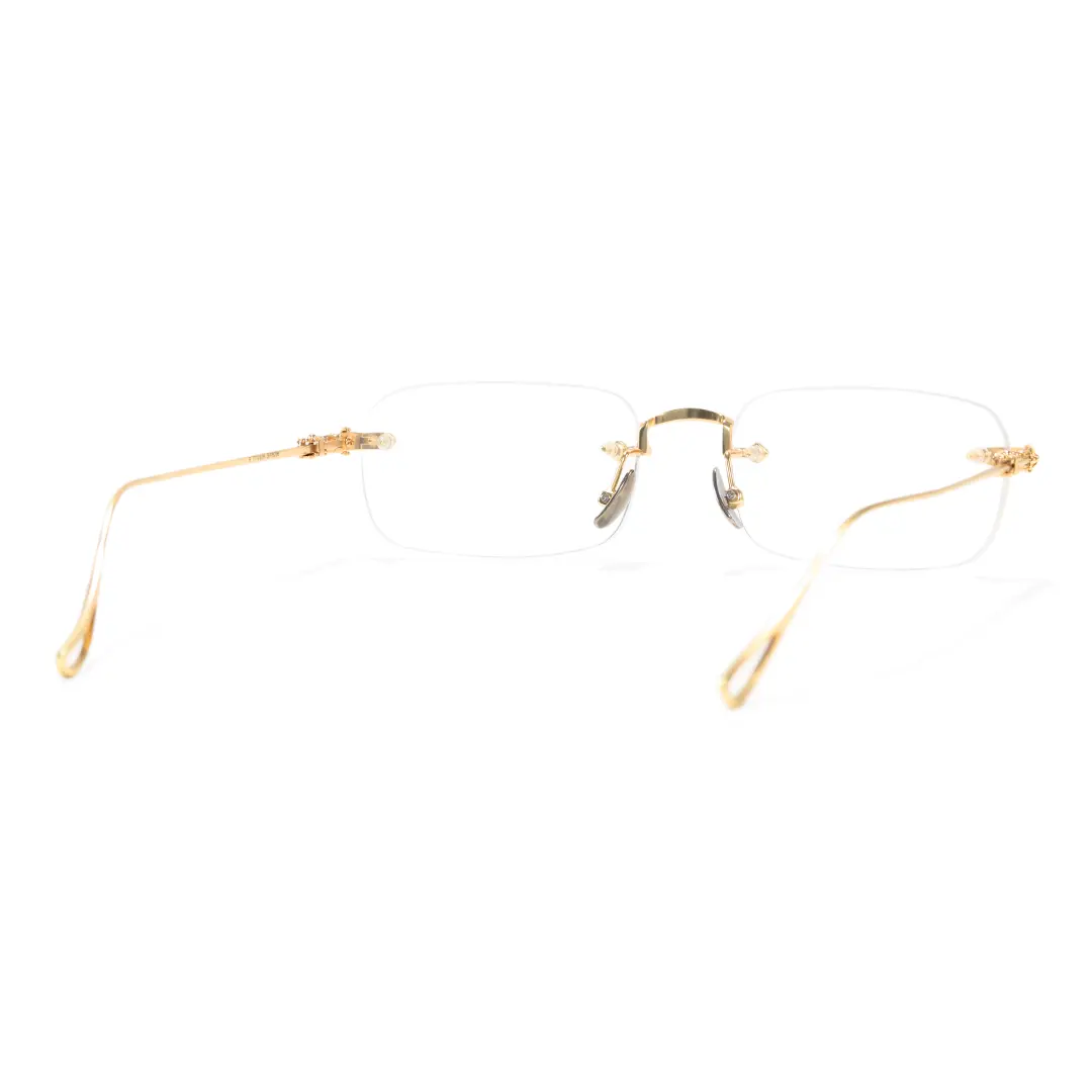 Back view of ELKLOOK rectangle metal eyeglasses FS-EM0352412 in gold