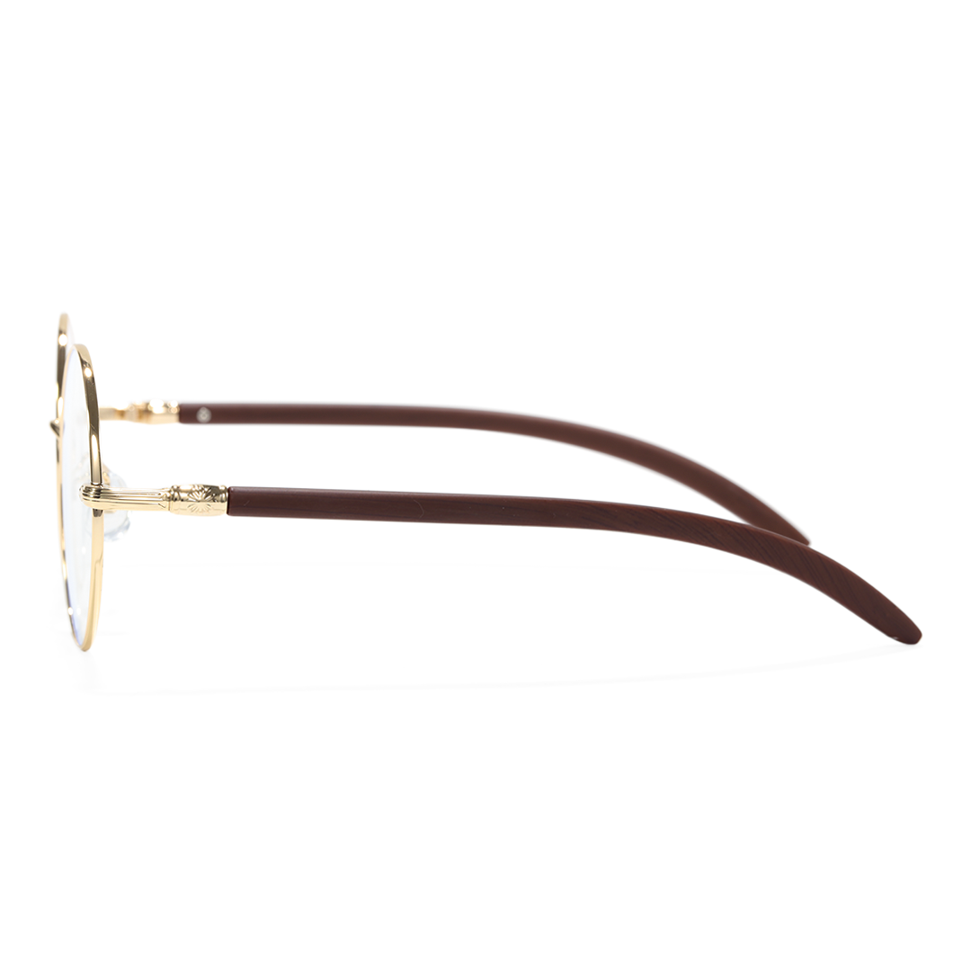Side view of ELKLOOK round metal eyeglasses FS-RM0302407 in gold