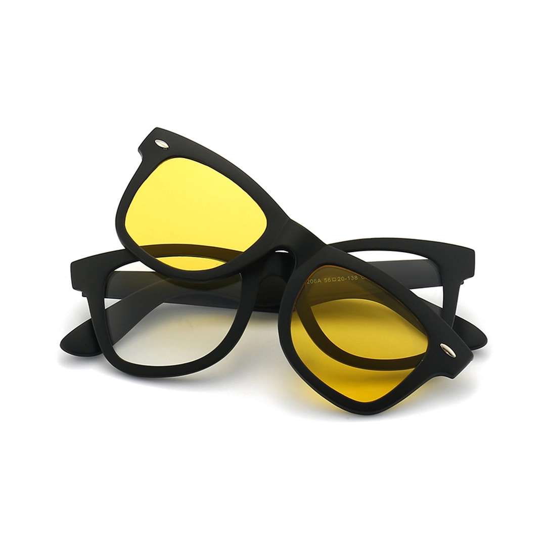 Frame detail view of Emrys square tr90 magnetic clip-on eyeglasses set with interchangeable toppers SR0052512 in black