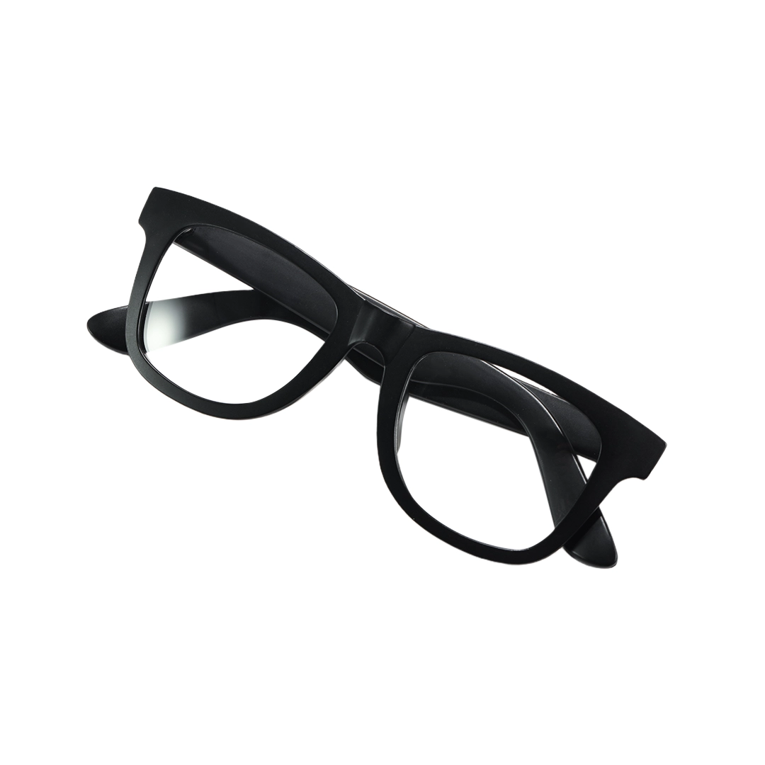 Front folded view of Emrys square tr90 magnetic clip-on eyeglasses set with interchangeable toppers SR0052512 in black